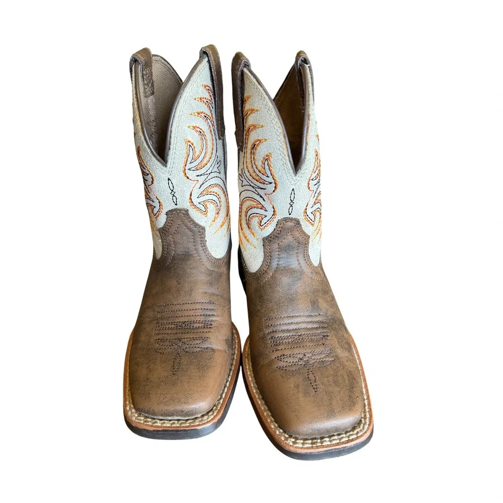 Ariat Kids Sport Western Boot Square Toe Distressed Brown 10038444 Size 12